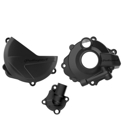 KIT PROTECTOR TAPA EMBRAGUE + ENCENDIDO + BOMBA AGUA HONDA CRF250R/RX (18-24) Negro REF:90957
