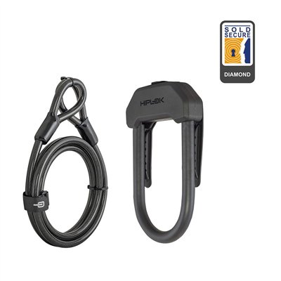CANDADO U HIPLOK DX PLUS 15x8.5cm CABLE 200cm NEGR