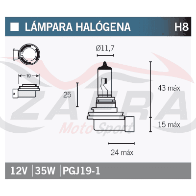 LAMPARA HALOGENA H8