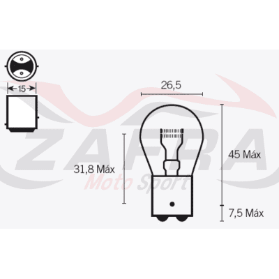 Caja de 10 lámparas BILUX 12V21/5W