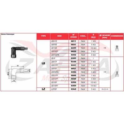 Pipa Bujía NGK LB01FP