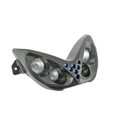 DOBLE OPTICA TNT 4 BOMBILLAS HALOJENAS + LEDS BLEU  NITRO/AEROX NEGRA   *
