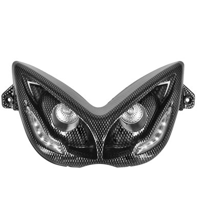 DOBLE OPTICA TNT 2 BOMBILLAS HALOJENAS + LEDS BLANCA EYELIGHT  NITRO/AEROX IMIT CARBONO   *
